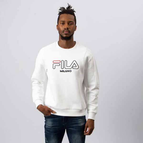 Fila Milano Neoprene Men's Sweatshirts - White,NZ 781-87314